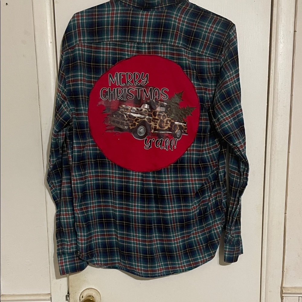 GAP Plaid Button Down Shirt with Festive Design